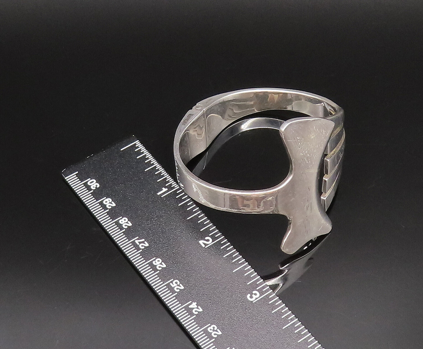 ALICIA MEXICO 925 Silver  Vintage Polished Double Tail Cuff Bracelet  BT9684