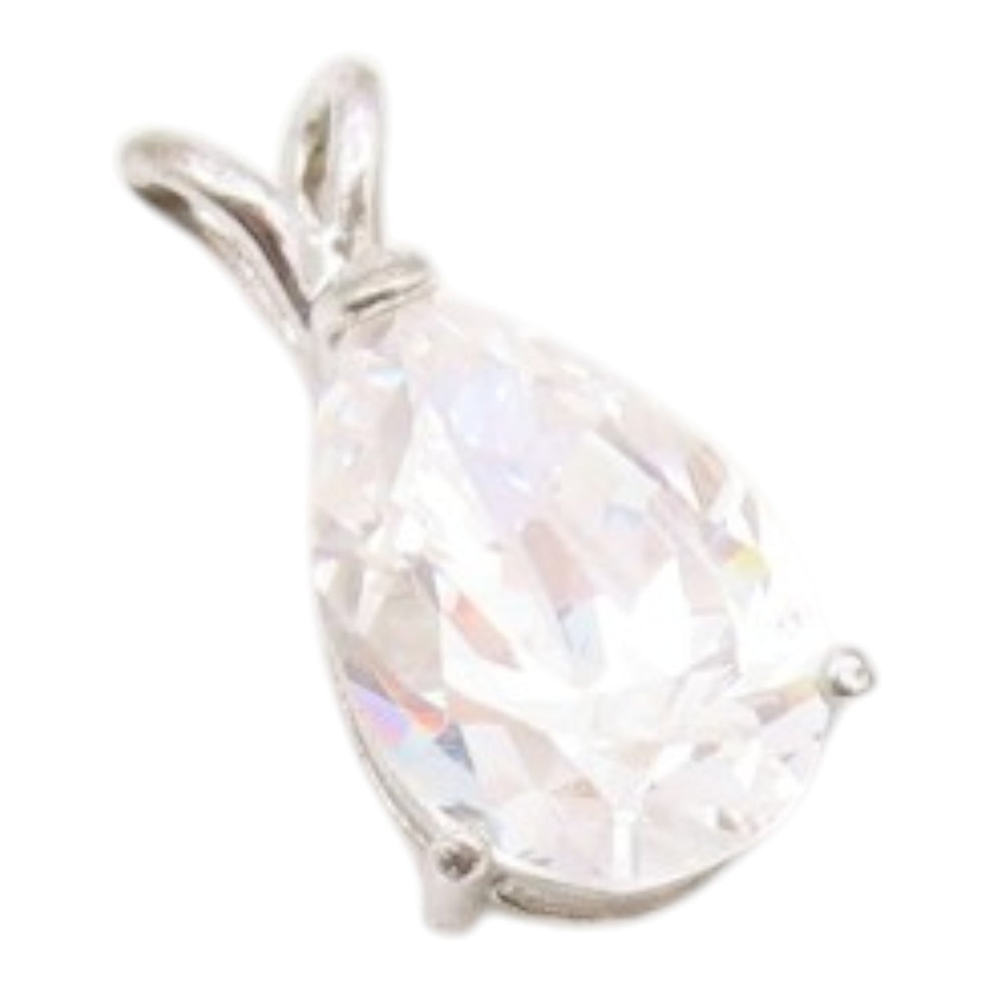 925 Sterling Silver  Vintage Shiny Pear Shape Cubic Zirconia Pendant  PT19752