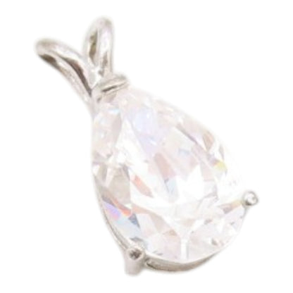 925 Sterling Silver  Vintage Shiny Pear Shape Cubic Zirconia Pendant  PT19752