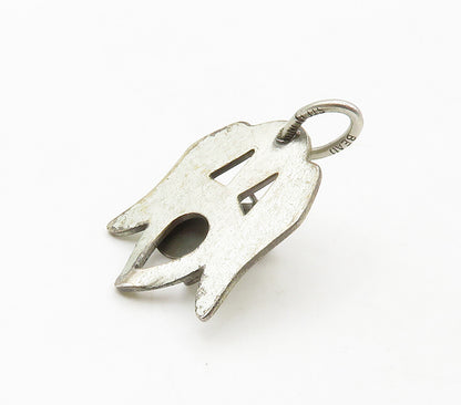 BEAU 925 Sterling Silver  Vintage Modernist Dog Face Motif Pendant  PT13192