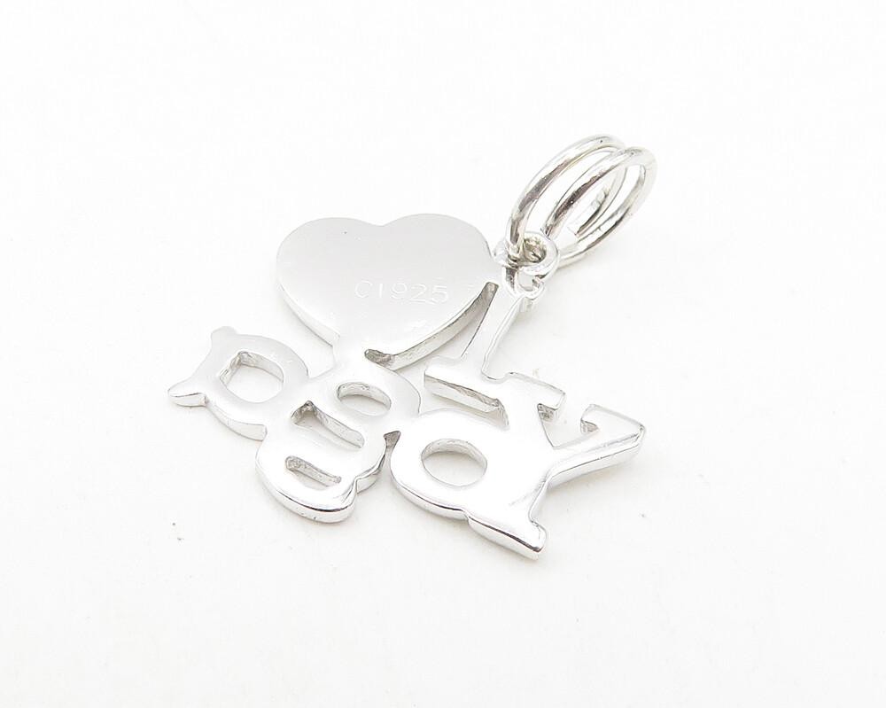 925 Sterling Silver  Enamel Detail I Love Yoga Shiny Drop Pendant  PT9276