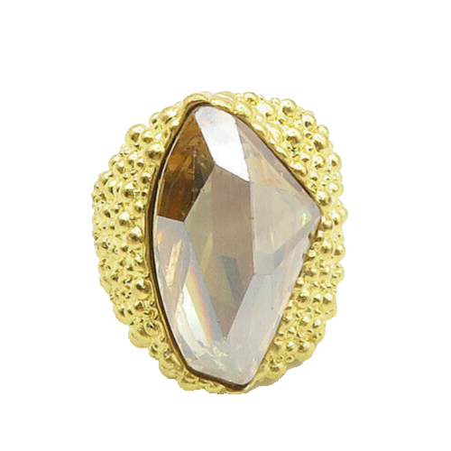 925 Sterling Silver  Faceted Topaz Gold Plated Cocktail Ring Sz 10  RG17241
