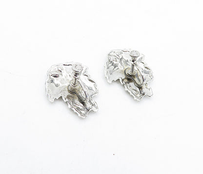 925 Sterling Silver  Shiny Polished Autumn Leaf Non Pierce Earrings  EG2342