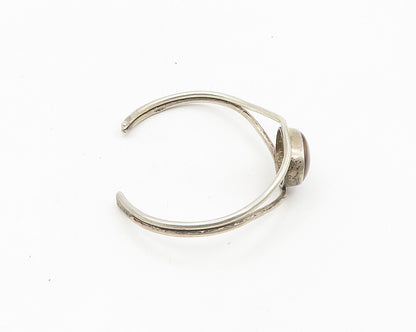 925 Sterling Silver  Vintage Cabochon Cut Amber Split Cuff Bracelet  BT7437