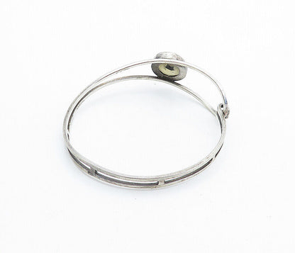 ISRAEL 925 Sterling Silver  Vintage Faceted Topaz Hook Bangle Bracelet  BT2694