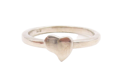 925 Sterling Silver Vintage Ring Minimalist Cutout Love Heart  Sz 7  RG29157