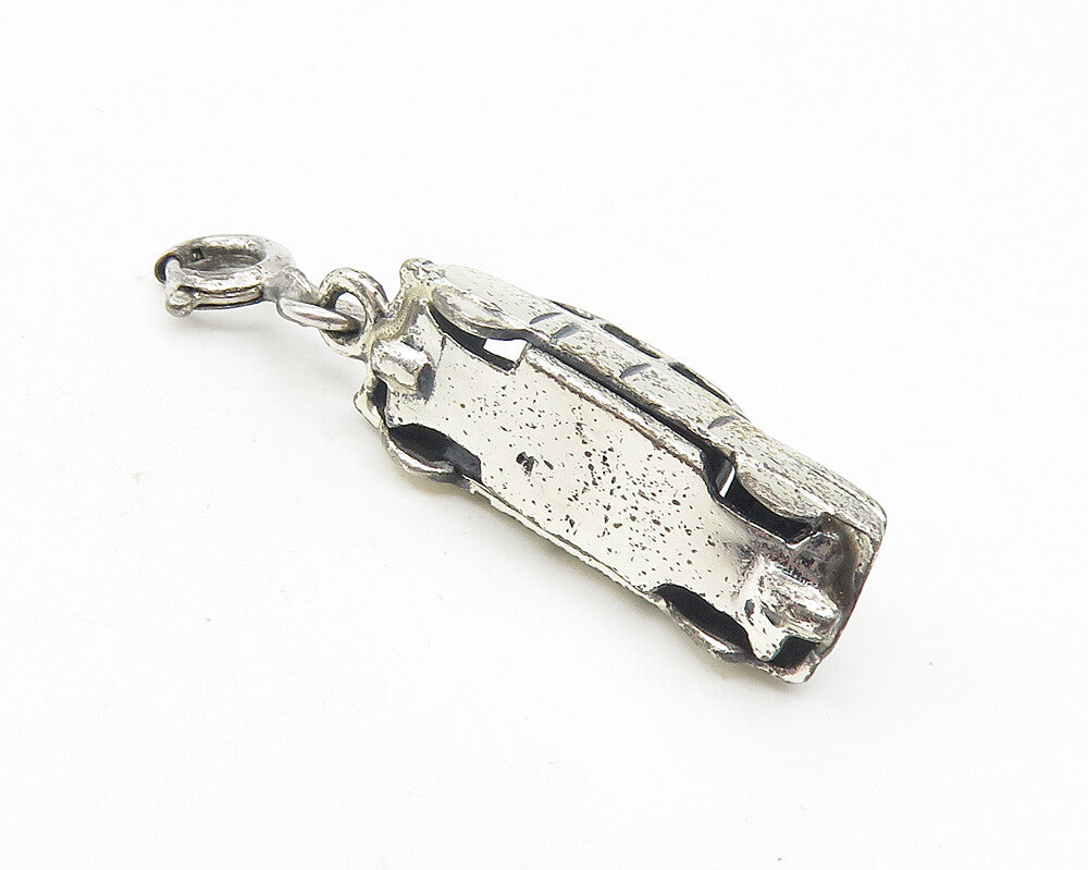 925 Sterling Silver  Vintage Shiny Petite Hollow Car Drop Pendant  PT9378