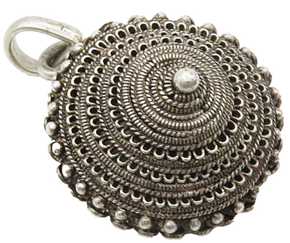 925 Sterling Silver  Vintage Ornate Twist Detail Dome Drop Pendant  PT12508
