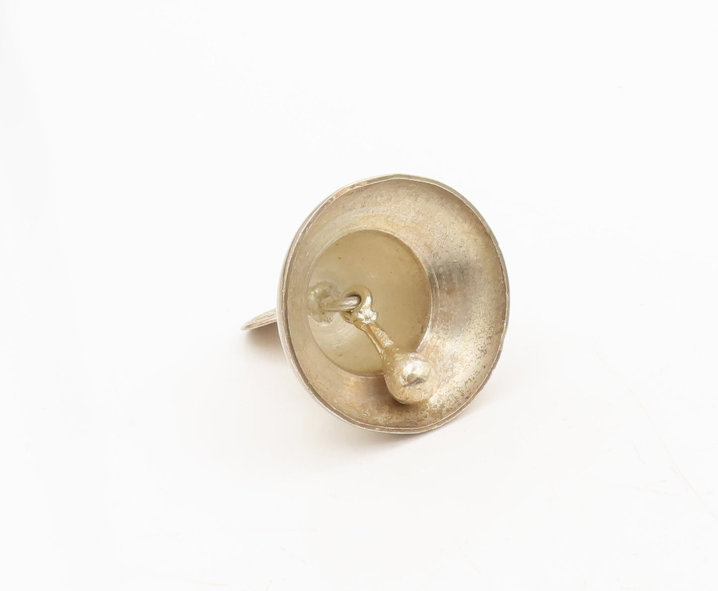 925 Sterling Silver  Vintage Solid Minimalist Bell Jingles Child Toy  TR3649
