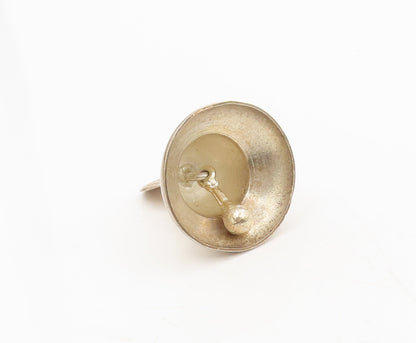 925 Sterling Silver  Vintage Solid Minimalist Bell Jingles Child Toy  TR3649
