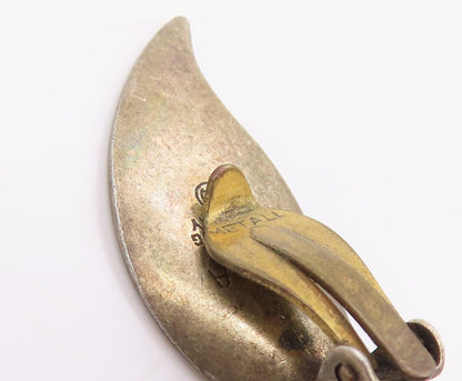 925 Sterling Silver Vintage Earrings DAVID ANDERSEN NORWAY Enamel Leaf  EG14277
