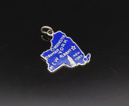 925 Sterling Silver  Vintage Enamel New York State Souvenir Pendant  PT21586