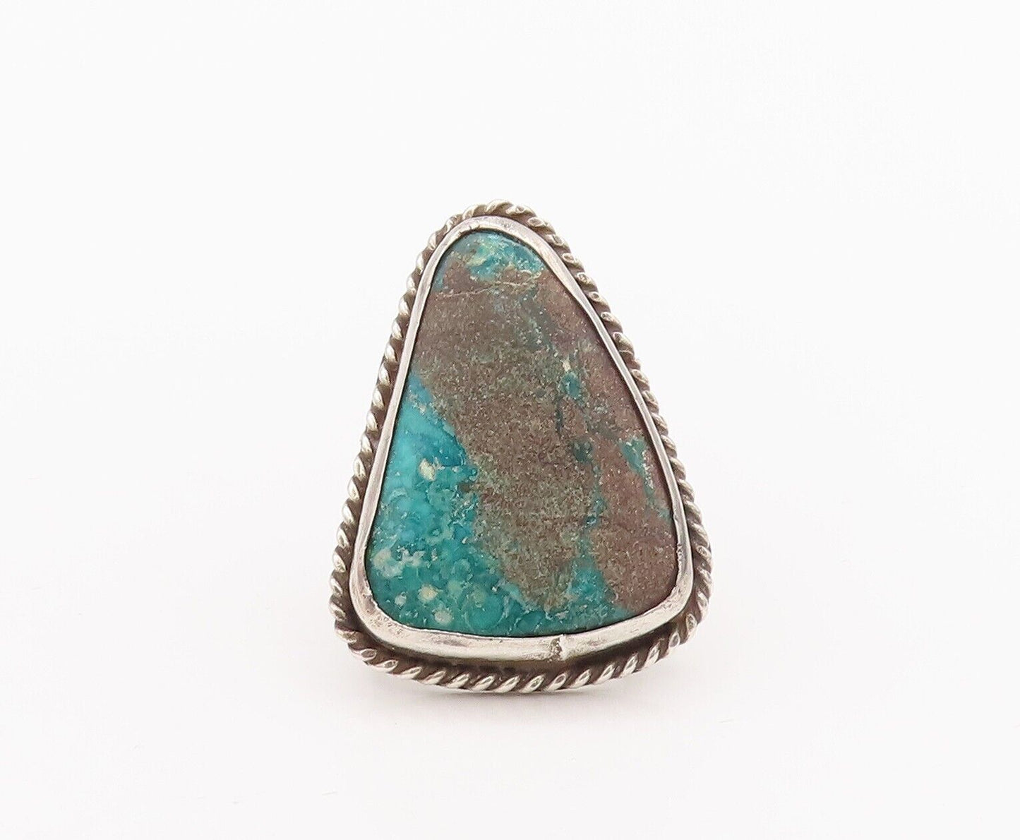 925 Sterling Silver Vintage Ring NAVAJO Rope Carved Turquoise  Sz 11  RG28435