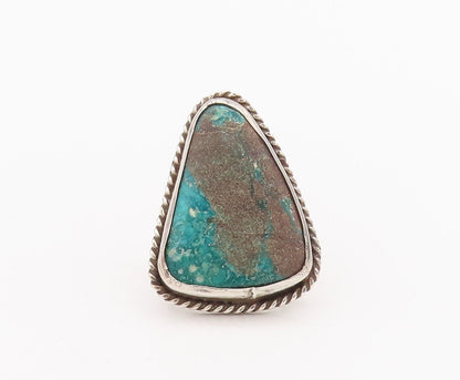 925 Sterling Silver Vintage Ring NAVAJO Rope Carved Turquoise  Sz 11  RG28435
