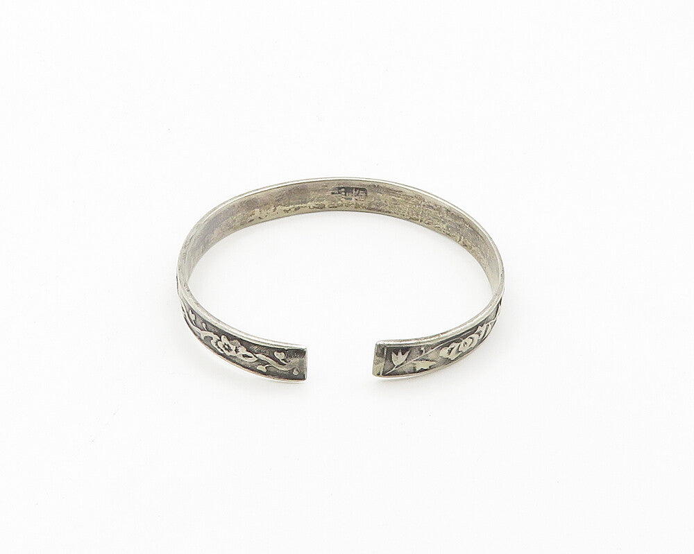 CHINESE EXPORT 925 Sterling Silver Vintage Antique Cuff Bracelet  BT7739