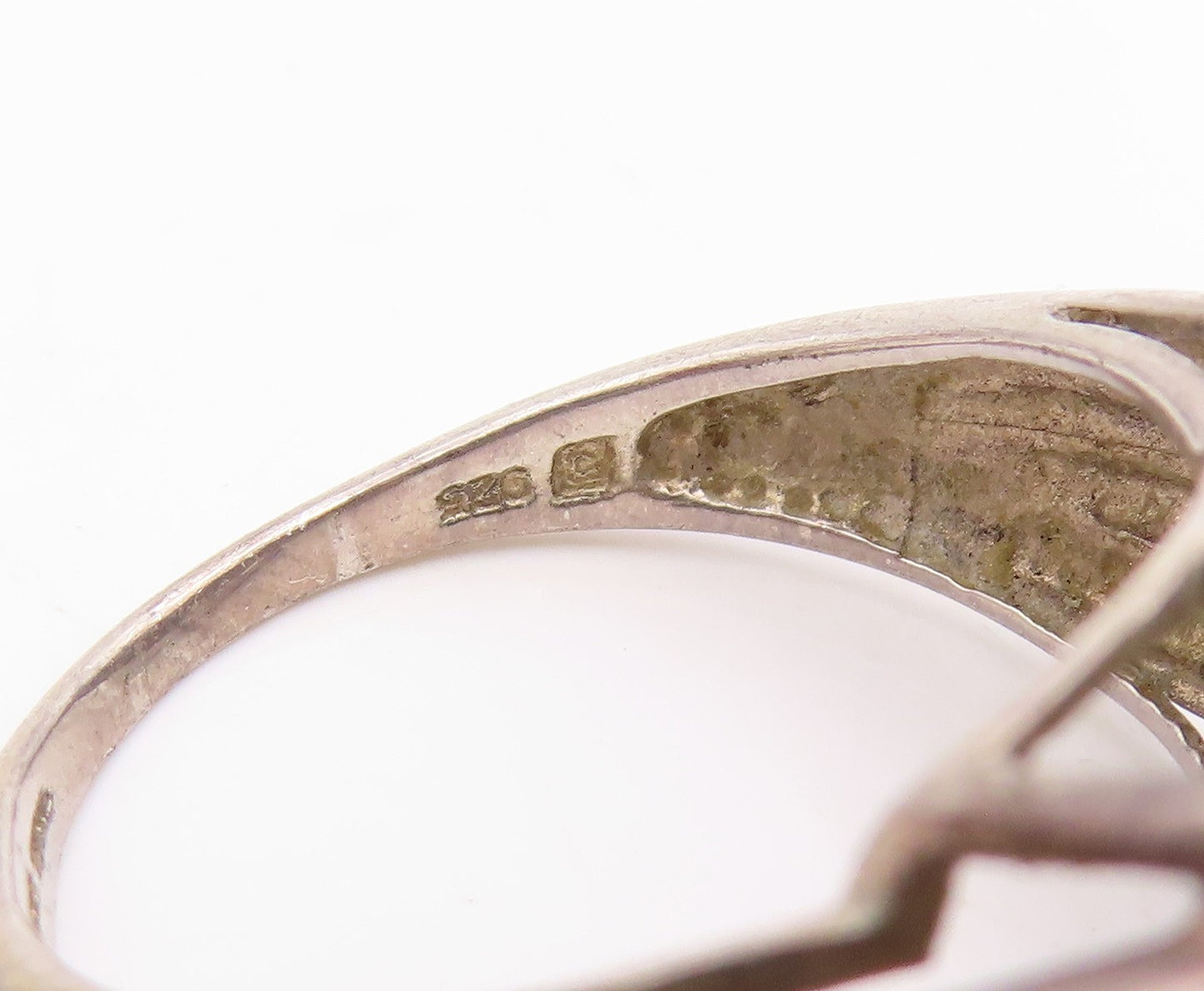 925 Sterling Silver Vintage Ring Citrine Geometric Wave Band  Sz 9.5  RG34889