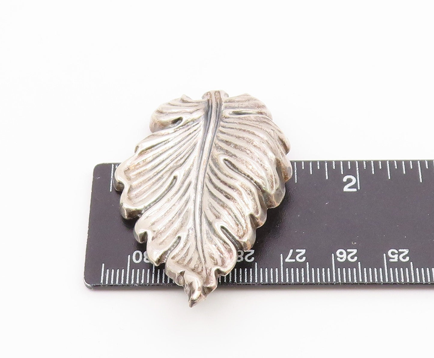 DANECRAFT 925 Sterling Silver  Vintage Shiny Floral Leaf Brooch Pin  BP8817