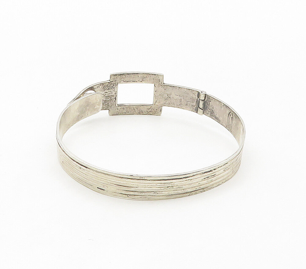 DESIGNER 925 Silver  Vintage Turquoise Cutout Hook Bangle Bracelet  BT6627