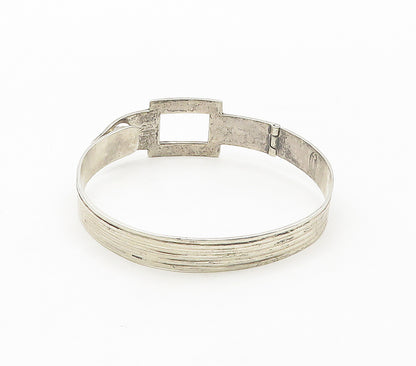 DESIGNER 925 Silver  Vintage Turquoise Cutout Hook Bangle Bracelet  BT6627