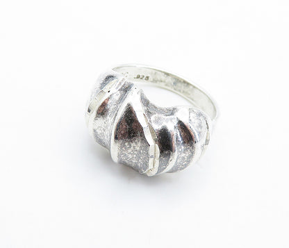 925 Sterling Silver  Vintage Shiny Sculpted Dome Round Band Ring Sz 7  RG6450