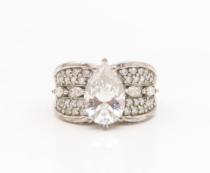 925 Sterling Silver Vintage Ring Multi Shape CZ Statement Band  Sz 7  RG35271