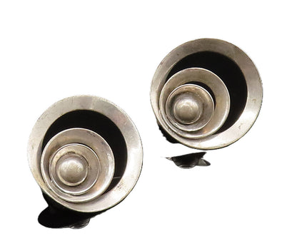 925 Silver  Vintage Graduated Open Circle & Bead Screw Back Earrings  EG11974