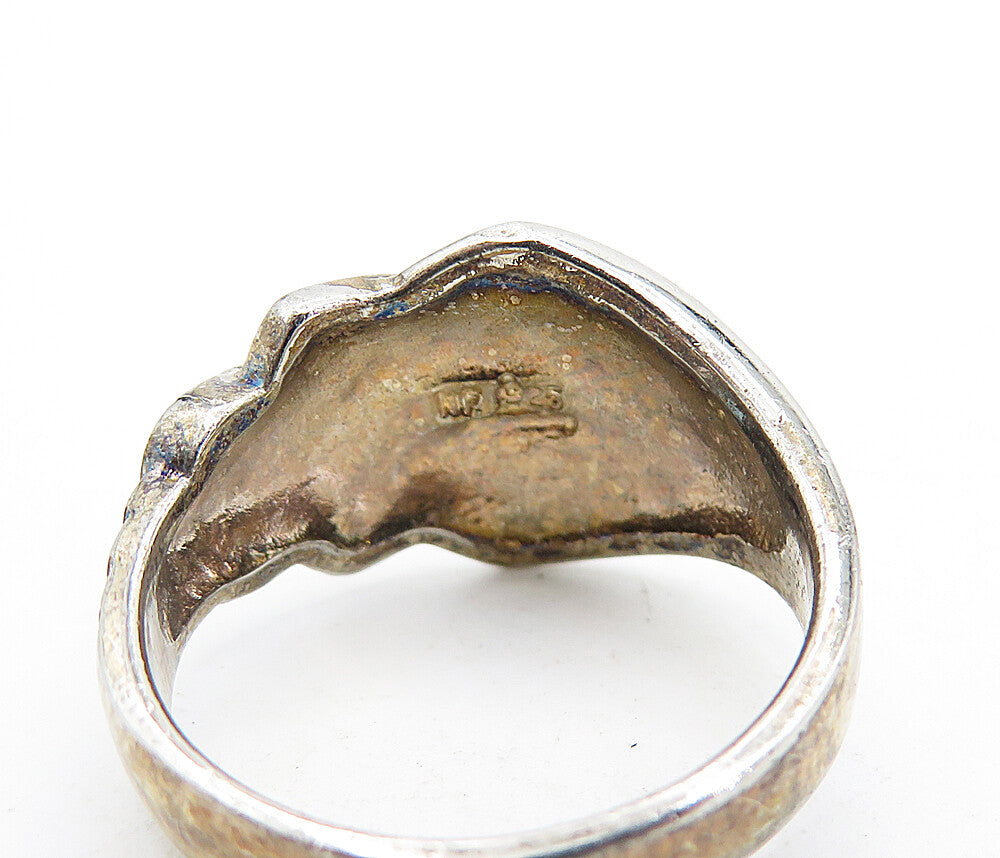 925 Sterling Silver  Vintage Shiny Arrow Design Band Ring Sz 7.5  RG5568