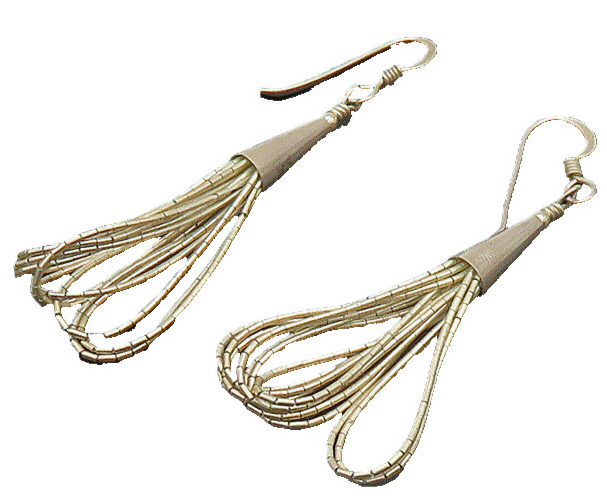 925 Sterling Silver  Vintage Liquid Silver Loop Dangle Earrings  EG10744