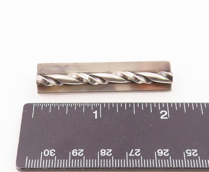 MHW 925 Sterling Silver  Vintage Shiny Twist Bar Square Brooch Pin  BP8343