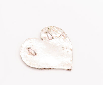 925 Sterling Silver Vintage Pendant Beaded Roped Carved F Love Heart  PT22964