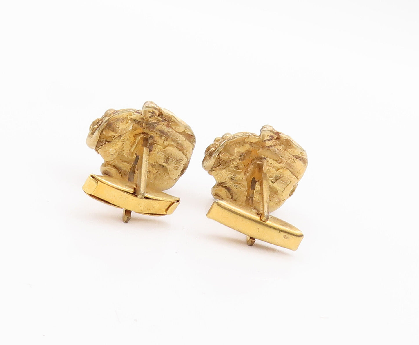 925 Sterling Silver Vintage Cufflinks ISRAEL Gold Plated Brutalist  TR3749