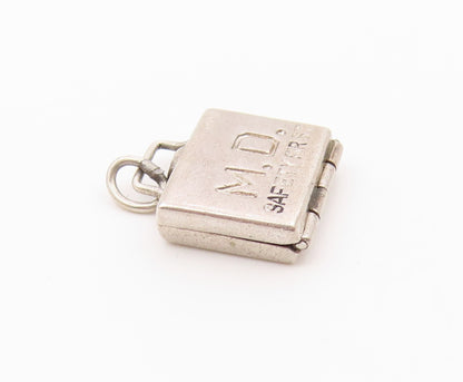 925 Sterling Silver  Vintage Safety First Kit Charm Pendant (OPENS)  PT21193
