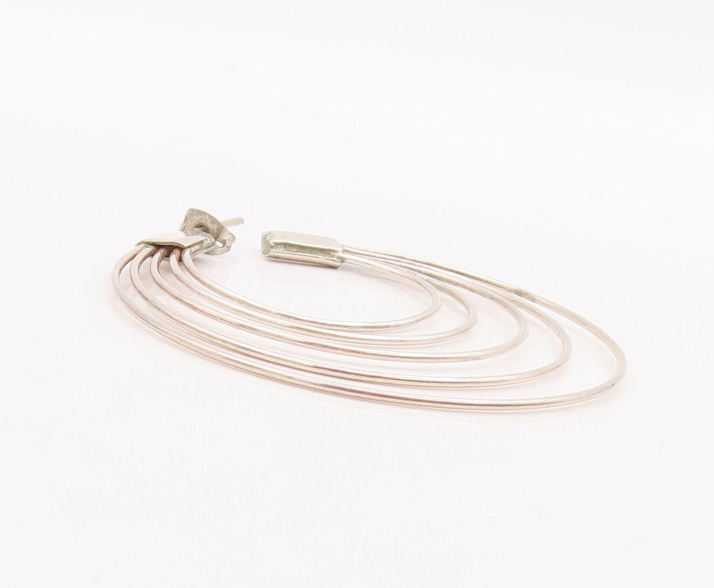 925 Sterling Silver Vintage Earrings Cutout Multi Rings Open Hoop  EG13085