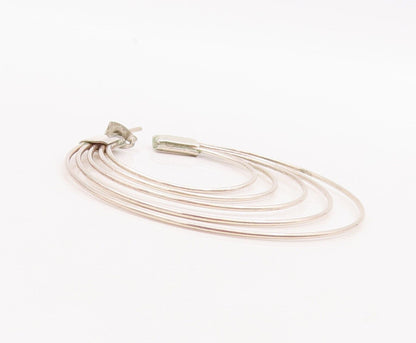 925 Sterling Silver Vintage Earrings Cutout Multi Rings Open Hoop  EG13085