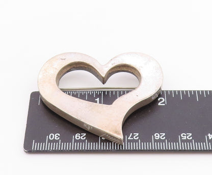 MEXICO 925 Sterling Silver  Vintage Smooth Open Love Heart Brooch Pin  BP6596