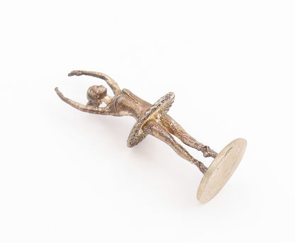 925 Sterling Silver Vintage Paper Weight Dark Tone Carved Ballet Dancer  TR3863