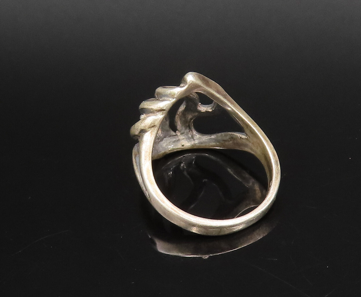 925 Sterling Silver  Vintage Openwork Swirl Dome Ring Sz 5.75  RG26071