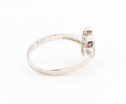 925 Sterling Silver Vintage Ring Classic Topaz Love Heart Band  Sz 9  RG35981