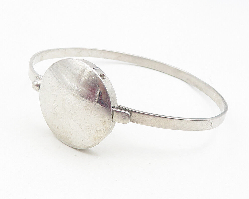 TAHARA 925 Sterling Silver  Vintage Shiny Smooth Hook Bangle Bracelet  BT4638