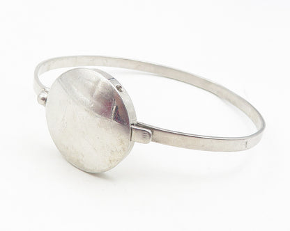 TAHARA 925 Sterling Silver  Vintage Shiny Smooth Hook Bangle Bracelet  BT4638