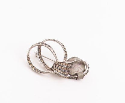 925 Sterling Silver Vintage Brooch Pin Designer Gemstone Inlay Rings  BP10923