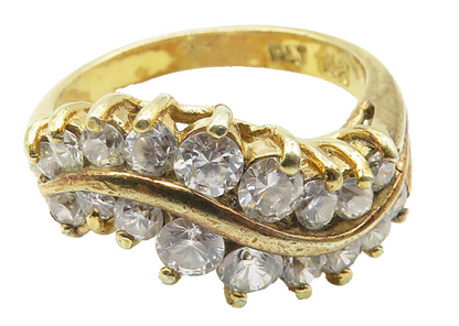 PAJ 925 Silver  Vintage Cubic Zirconia Gold Plated Band Ring Sz 7  RG11614