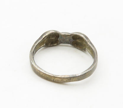 925 Sterling Silver  Vintage Dark Tone Bow Tie Motif Band Ring Sz 7  RG16725