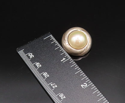 BARRA 925 Silver  Vintage Minimal Freshwater Pearl Clip Back Earrings  EG12232