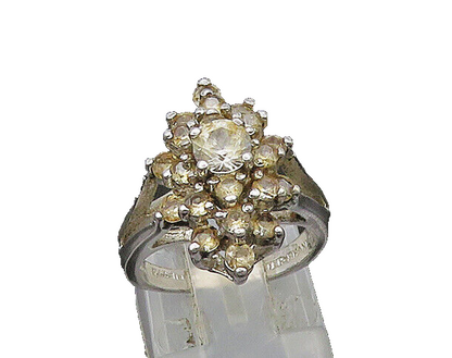 PANETTA 925 Silver  Vintage Topaz Cluster Floral Cocktail Ring Sz 5  RG21891
