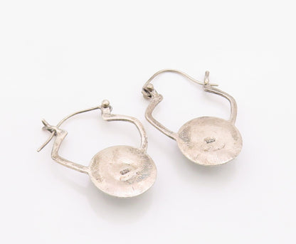 925 Sterling Silver Vintage Earrings Modernist Pearl Sunburst Dangle  EG14379