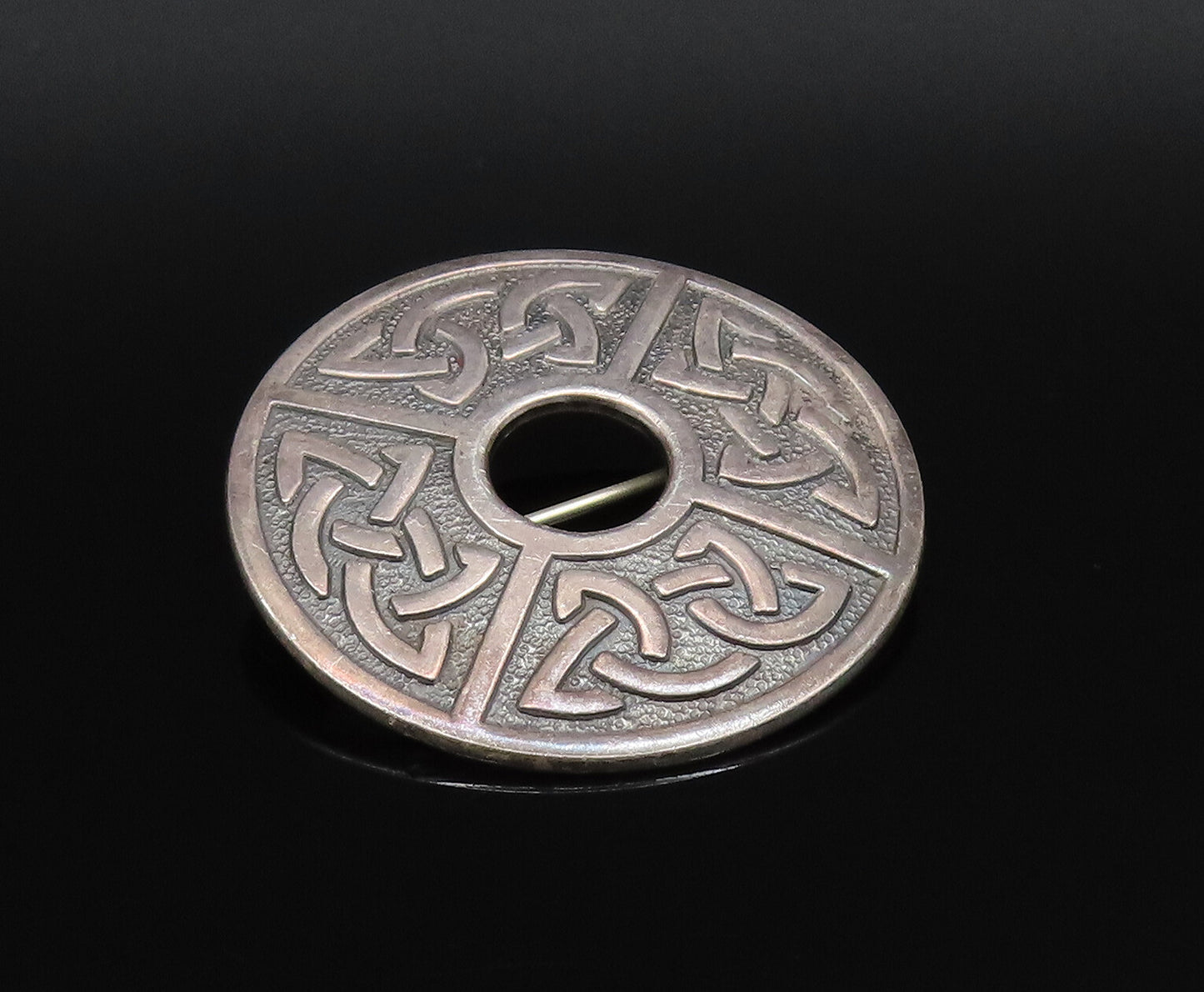 SCOTLAND 925 Sterling Silver Vintage Open Center Celtic Knot Brooch Pin BP9931