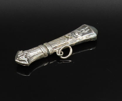 925 Silver  Vintage Carved Bow Tie Pointed Linear Pendant (OPENS)  PT21602