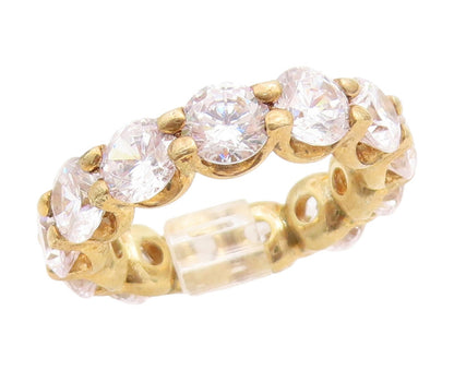 925 Sterling Silver Vintage Ring Gold Plated Topaz Eternity Band  Sz 6  RG34756