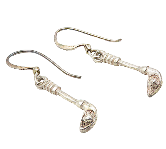 925 Sterling Silver  Vintage Shiny Petite Golf Club Dangle Earrings  EG4891